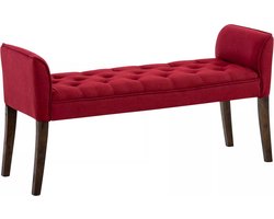 In And OutdoorMatch Luxe Chesterfield stijl Halbank Isabel - Stof - Rood - 128 cm - Bank - Gangbank - Eetbank