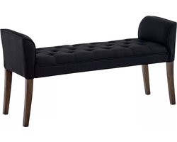 In And OutdoorMatch Luxe Chesterfield stijl Halbank Lisandro - Stof - Zwart - 128 cm - Bank - Gangbank - Eetbank