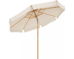 In And OutdoorMatch Parasol Hipolito - 300cm - Rechthoekig - Balkonparasol - Zonwering tot UPF 50+ - Parasolpaal - Gemaakt van hout - Zonder standaard - Tuin - Outdoor - Wit