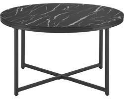 In And OutdoorMatch Salontafel Jan - 45xØ80 cm - Marmer Look Zwart - Staal en Spaanplaat - Modern Design