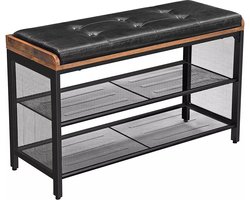 In And OutdoorMatch Schoenenbank Industrieel Yannick - Opbergruimte - Halbank - 80x30x48cm