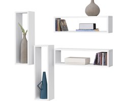In And OutdoorMatch Wandplank Claudie - Set van 4 - 59x14,5x17 cm - Wit - Spaanplaat - Stijlvol design
