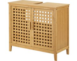 In And OutdoorMatch Wastafel Brett - Onderkast - Onderkast - Bamboe - 60x67x30 cm - Houtkleur - Stijlvolle uitstraling