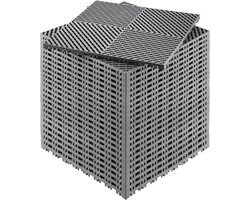 In elkaar grijpende drainagematten – modulair kussensysteem van 40 x 40 cm, set van 24 antislip grijze PP-vloertegels voor garage, tuin, keuken en buitengebruik.