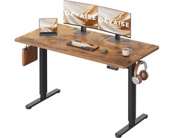 In hoogte verstelbaar bureau 140×70 cm, stille motor met 3 hoogtegeheugens, verstelbereik 72–118 cm, ergonomische zit-sta-tafel voor op kantoor, bruin