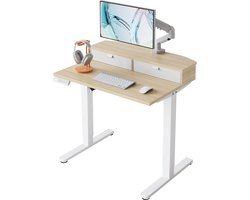 In hoogte verstelbaar bureau - Bureau met laden - Comfortabel werken - Vier geheugenstanden - 80 x 53 cm