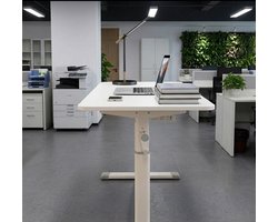 In hoogte verstelbaar bureau, handmatig instelbare sta-zittafel, robuuste computertafel voor thuiskantoor en leren, wit, 80 x 45 x 63-90 cm-Mobili Bella