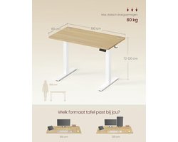 In hoogte verstelbaar bureau met zit-stand herinnering, 100x60 cm, goud eiken