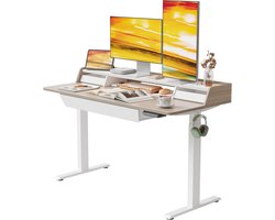 In hoogte verstelbaar elektrisch bureau 140 x 65 cm - Ergonomisch kantoormeubilair met 3 lades