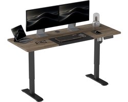 In hoogte verstelbaar elektrisch bureau 140 x 70 cm computertafel met geheugen voor 4 standen, 4-delig tafelblad, zit-sta-bureau met bots- en oververhittingsbeveiliging – Zwart