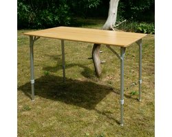 In Hoogte Verstelbare Bamboe Campingtafel Outdoor - Klaptafel Tuin en Picknick voor 4 Personen