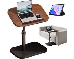 In Hoogte Verstelbare Bijzettafel - Laptoptafel voor Bank en Bed - Hoogte 48–78 cm - 360° Draaibaar Tafelblad - Compact Blad van 30 × 40 cm - Metalen Frame met Antislipvoeten - Voor Werken, Eten en Ontspannen