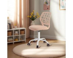 In hoogte verstelbare kinderbureaustoel met draaifunctie en rugleuning met gat - Roze