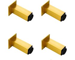 In hoogte verstelbare meubelpoten – geschikt voor banken, salontafels, badkamermeubels – 10 cm, verstelbaar van 1 tot 15 mm. 4 stuks, goudkleurig.