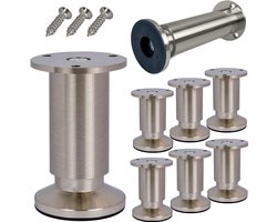 In hoogte verstelbare meubelpoten RVS-look 8 stuks - Poten voor bank, kast en meubels