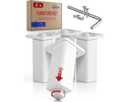 In hoogte Verstelbare Meubelpoten Wit - Set van 4 Kastpoten voor Diverse Meubels