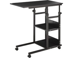 In hoogte Verstelbare Roltafel met 2 Planken - Bedtafel en bijzettafel voor Laptop