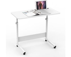 In hoogte verstelbare Roltafel voor Laptop, Bed en Bank met Vergrendelbare Wielen