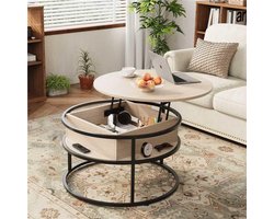 In hoogte verstelbare salontafel in natuurlijke houtkleur – Elegant en functioneel design