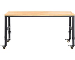 In Hoogte Verstelbare Werkbank – 122 x 51 cm – Praktische Werktafel met Wielen en Stopcontact