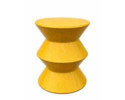 In & Out Deco Bijzettafel - Metaal - Organisch - Geel - Hoog 36 cm - Rond 30 cm