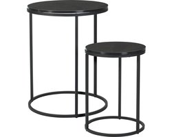 In & Out Deco Bijzettafel- Salontafel - Set - Blad MDF Marmer - Grote Tafel hoog50cm - Kleine Tafel hoog 40 cm