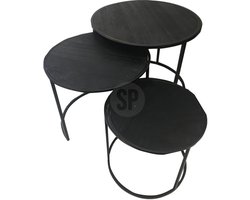 In & Out Deco Bijzettafel- Salontafel - Set van 3 - Rond - Zwart - Rond 35-45-55 cm