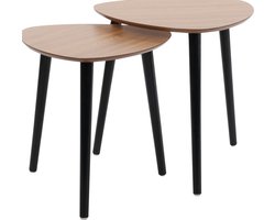 In & Out Deco bijzettafels - hout - essen - set van 2 met zwarte poten