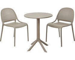In & Out Deco Bistrostoelen - Kunststof - 2 stuks - Ronde Tafel - Licht grijs.