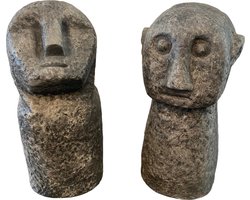 In & Out Deco sculptuur creastone man hoog 31 cm beton kleur bruin decoratief set van 2