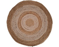 In The Mood Collection Rond Jute Vloerkleed Ø90 cm Bruin – Natuurlijk Tapijt – Decoratief Kleed voor Woonkamer en Slaapkamer