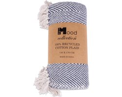 In The Mood Collection Saxa Plaid - L170 x B130 cm - Gerecycled Katoen - Blauw