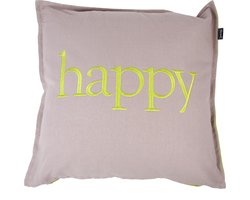 In The Mood Happy - Sierkussen - 50x50 cm - Kiezel/Lime