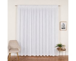 Inbetween Gordijn / Vitrage met Plooiband – Etamine – 300 cm breed x250 cm hoog – Transparant Gordijn voor Moderne Raamdecoratie
