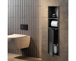 Inbouw badkamernis - Wand organizer - Badkamer opbergen - Ruimtebesparend ontwerp - 80 cm hoog - Grijs