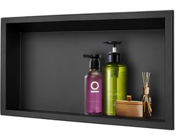 Inbouw Douche Niche Zwart RVS 60x30x10cm voor Badkamer Opslag