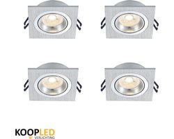 Inbouw led spot - plafondarmatuur 3W - 4 stuks - dimbaar en kantelbaar - zilver en 3000K