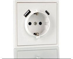 Inbouw Stopcontact met USB & USB-C - Wandcontactdoos (WCD) - Wit - Eén Stopcontact, Alle Apparaten - Upgrade je woning!