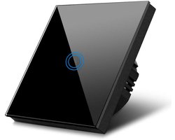 Inbouw Touch Lichtschakelaar Zwart Glas LED Indicatie 1-Weg