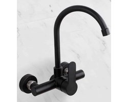 Inbouw Wastafelkraan 8654-CB - Muurkraan - RVS - Mat Zwart