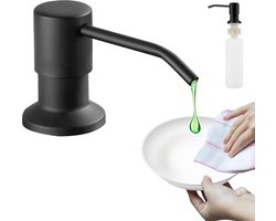 Inbouw Zeepdispenser - 300ML - RVS - 360° Draaibaar - Handig - Praktisch - Duurzaam - Set Hervulbaa - 26-31mm Gat In Spoelbak Of Keukenblad - Gebogen Mond - Zeeppompje - Zeeppomp - Voor Thuis Aanrecht - Zwart - Hoge Kwaliteit