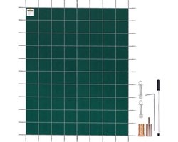Inbouw Zwembadafdekking 5,47x11,47 m PP Rechthoekige Afdekking Buitenzwembad tegen Puin Sneeuw Solar Zwembad Beschermer Strakke Mesh Aardbout Messing voor Zwembaden 4,87x11 m Tuin Huis Groen