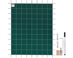 Inbouw Zwembadafdekking 5,47x12,7 m PP Rechthoekige Afdekking Buitenzwembad tegen Puin Sneeuw Solar Zwembad Beschermer Strakke Mesh Aardbout Messing voor Zwembaden 4,87x12,2 m Tuin Huis Groen