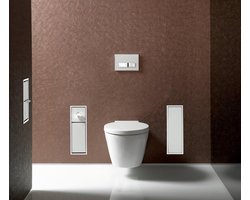 Inbouwkastmodule voor badkamer - toiletpapierhouder en toiletborstelhouder - Asis 150 - extra vak - hoge kast - push-to-open-functie - optiwhite badkamerkasten hoog