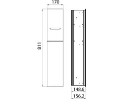 Inbouwkastmodule voor toiletborstelset - Badkamerkast met toiletpapierhouder - Extra vak - Hoge kast - Push-to-open-functie - Optiwhite badkamerkasten hoog