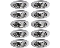 Inbouwlamp Base Basisset zwenkbaar rond 90 mm 20° GU10 max. 10W 230V dimbaar Staal geborsteld