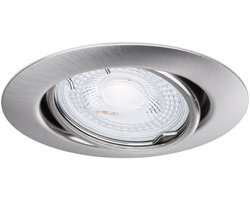 Inbouwlamp Base Basisset zwenkbaar rond 90mm 20° GU10 max. 10W 230V dimbaar Staal geborsteld