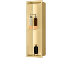 Inbouwnis Douche RVS met Plank - Opslag Zonder Tegels - 20x60x10cm - Inbouwrek Badkamer