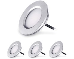 Inbouwspot - 3 W, 12 V – 240 lumen – warm wit licht 3000 K – IP44 waterdicht – hoogwaardig aluminium – voor de badkamer – dimbaar – set van 4 stuks