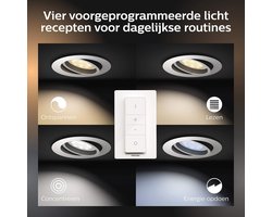 Inbouwspot Basis Set Milliskin - Duurzame LED Verlichting - Warm tot Koelwit Licht - Incl. dimmer switch - Dimbaar - Verbind met Hue Bridge - Rond - Wit